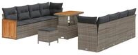 vidaXL Loungesofa Gartensofa-set mit Kissen 11 pcs Grau, 11 Teile