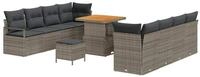 vidaXL Gartenlounge-Set Gartensofa-set mit Kissen 11 pcs Grau Poly-Rattan,...