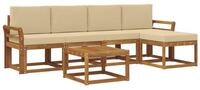 vidaXL Gartenlounge-Set Outdoor-Sofagarnitur mit Kissen 6 pcs Natur und Beige,