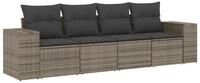 vidaXL Sofaelement 4-tlg. Garten-Sofagarnitur mit Kissen Grau Poly Rattan (1 St)
