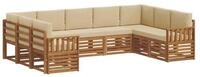 vidaXL Gartensofa Ecksofa Set mit Kissen 9 pcs Natur und Beige, 9 Teile
