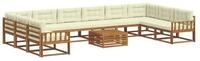 vidaXL Gartenlounge-Set Outdoor-Sofagarnitur mit Kissen 11 pcs Natur und Creme,
