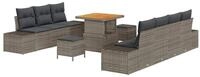 vidaXL Gartenlounge-Set Gartensofa-set mit Kissen 10 pcs Grau Poly-Rattan, (10-tlg)