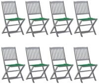 vidaXL Gartenstuhl Klappbare Gartenst&uuml;hle 8 Stk. mit Kissen Massivholz (8 St)