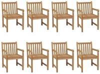 vidaXL Gartenstuhl, Outdoor St&uuml;hle 8 Stk. mit Hellblauen Kissen Massivholz Teak
