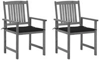 vidaXL Gartenstuhl Gartenst&uuml;hle mit Kissen 2 Stk. Grau Massivholz (2 St)