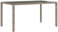 vidaXL Gartentisch Gartentisch mit Glasplatte Grau 150x90x75 cm Poly Rattan (1-St)