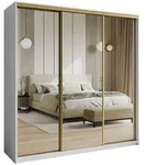 Masseno Schwebet&uuml;renschrank RIEN 200 cm Kleiderschrank mit Spiegel 3 T&uuml;ren...