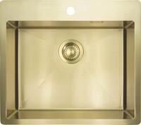 Deante Edelstahlsp&uuml;le Einbausp&uuml;lbecken Goldfarben eckig 55 cm Edelstahl mit Siphon,