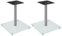 vidaXL Lautsprecherst&auml;nder Lautsprecher-St&auml;nder 2 Stk. Silbern Hartglas 1 S&auml;ule