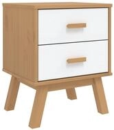 vidaXL Nachttisch Nachttisch OLDEN Wei&szlig; und Braun Massivholz Kiefer (1-St)