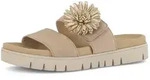 Gabor Pantolette Plateau, Sommerschuh, Schlupfschuh mit Bast-Zierbl&uuml;te beige 36 EU