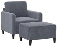 vidaXL Sofa Sessel mit Hocker Dunkelgrau 60 cm Samt