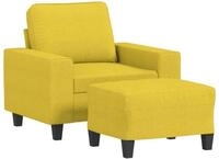 vidaXL Sofa Sessel mit Hocker Hellgelb 60 cm Stoff