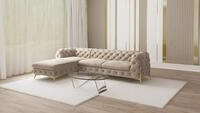 S-Style M&ouml;bel Ecksofa Ashley mit Ottomane, Chesterfield mit Goldenen Metall...