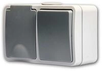 McPower Aufputz-Steckdose FIX Kombi-Dose horizontal IP54 250V~ Steckanschlu&szlig;