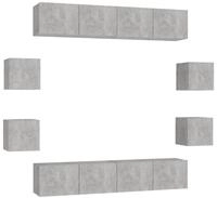 vidaXL TV-Schrank 8-tlg. TV-Schrank-Set Betongrau Holzwerkstoff (1-St)