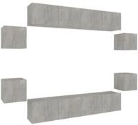 vidaXL TV-Schrank 8-tlg. TV-Schrank-Set Betongrau Holzwerkstoff (8-St)