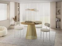 WFL GROUP Esstisch Naro Gold ausziehbar rund modern mit goldenen Metallbeinen (MADE