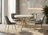 WFL GROUP Esstisch Dina ausziehbar rund industrial mit goldenen Metallbeinen (MADE IN