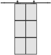 vidaXL Schiebet&uuml;r, Schiebet&uuml;r mit Beschlag Schwarz 90x205 cm Hartglas