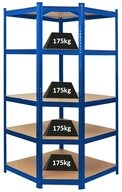PROREGAL&reg; Eckregal Eckregal Ragnar, HxBxT 180x70x40cm, Verzinkt, Blau, Schwarz,