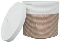 vidaXL Aufbewahrungskorb, Aufbewahrungsbox mit Deckel Braun & Wei&szlig; &Oslash;40x35 cm