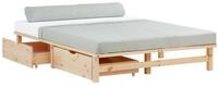Homestyle4u Palettenbett 90x200 100x200 140x200 Holzbett Kiefer Natur Bettkasten
