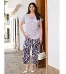 Sheego Jerseyhose 7/8-Schlupfhose erh&ouml;ht lila 44