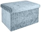 Intirilife Sitzbank (Faltbare Sitzbank 49x30x30 cm in Samt Blaugrau), Sitzw&uuml;rfel mit