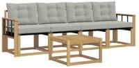 vidaXL Gartenlounge-Set Outdoor-Sofagarnitur mit Kissen 5 pcs Wei&szlig; und Hellgrau,