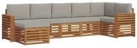 vidaXL Gartenlounge-Set Ecksofa Set 7 pcs Nat&uuml;rlich und Hellgrau Massivholz,...