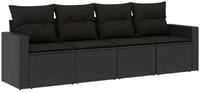 vidaXL Sofaelement 4-tlg. Garten-Sofagarnitur mit Kissen Schwarz Poly Rattan (1 St)