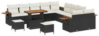vidaXL Gartenlounge-Set Gartensofa-set 13 pcs Schwarz Poly-Rattan, (13-tlg)