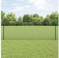 vidaXL Zaun, Zaun mit Pfosten Gr&uuml;n 0,6 x 25 m Stahl und PVC