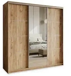 Masseno Schwebet&uuml;renschrank VARO 200 cm Kleiderschrank mit Spiegel 3 T&uuml;ren...