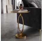 FINEBUY Beistelltisch FB116518 Anstelltisch Metall Gold 44cm Rund Couchtisch