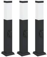 vidaXL Deckenleuchte Pollerleuchten mit Steckdose 3 Stk. 50 cm Schwarz IP44