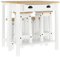 vidaXL Essgruppe 5-tlg. Bar-Set Wei&szlig; Massivholz Kiefer, (1-tlg)
