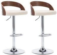 vidaXL Barhocker, Sitzhocker 2 Stk. Cremewei&szlig; Kunstleder und Bugholz