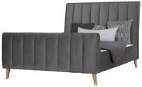 Homestyle4u Polsterbett 140x200 Samtweich Doppelbett Stoffbett Bettgestell (Set,
