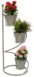 DanDiBo Blumenhocker Blumentreppe Metall Wei&szlig; Grau Rund 75 cm Blumenst&auml;nder...