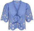 ONLY Kurzarmbluse ONLMIFFY S/S EMB TIE TOP NOOS WVN Baumwolle, regular fit,