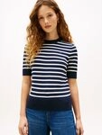 Tommy Hilfiger Kurzarmpullover CO JERSEY FINE GG C-NK SS SWT Baumwollmischung,