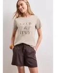 STREET ONE Kurzarmshirt Sommershirt mit Artwork beige 34 EU