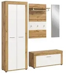 xonox.home Kleiderschrank Jam Garderobenm&ouml;bel Set 4 Teile wei&szlig;, Eiche Dekor....