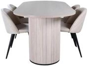 ebuy24 Essgruppe BiancaWW Essgruppe Esstisch Eiche Furnier wei&szlig; was, (5-tlg)