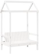 vidaXL Sitzbank Bank mit Dach Wei&szlig; 117,5x70x176,5 cm Massivholz Kiefer