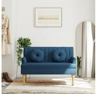 vidaXL Sitzbank, Sitzbank mit Kissen Blau 113x64,5x75,5 cm Stoff