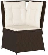 vidaXL Loungesofa Garten-Ecksofa mit Kissen Braun Poly Rattan, 1 Teile